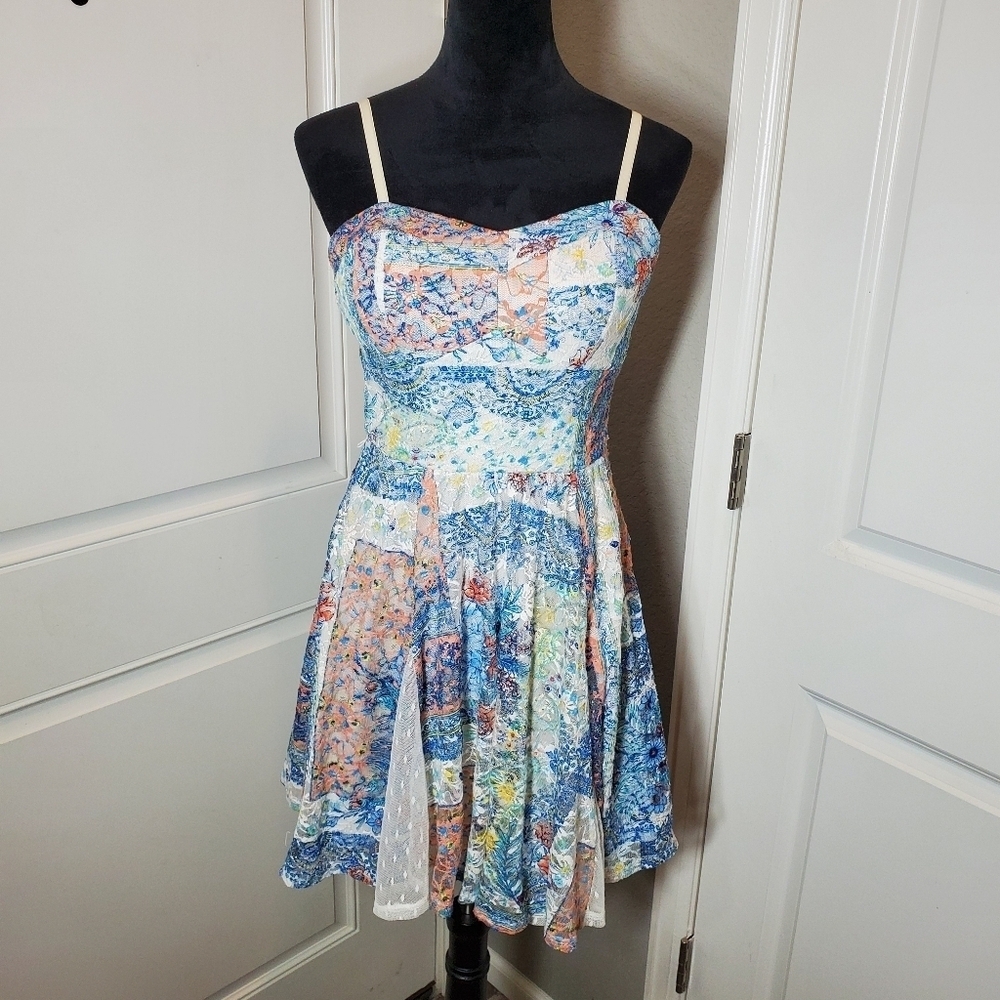 Lily Rose Cream Floral Lace Dress Women's Size Large EUC
